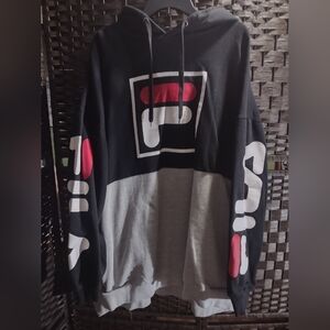 Fila Men's Big & Tall Black Gray Color block Pullover Hoodie Size 5XL